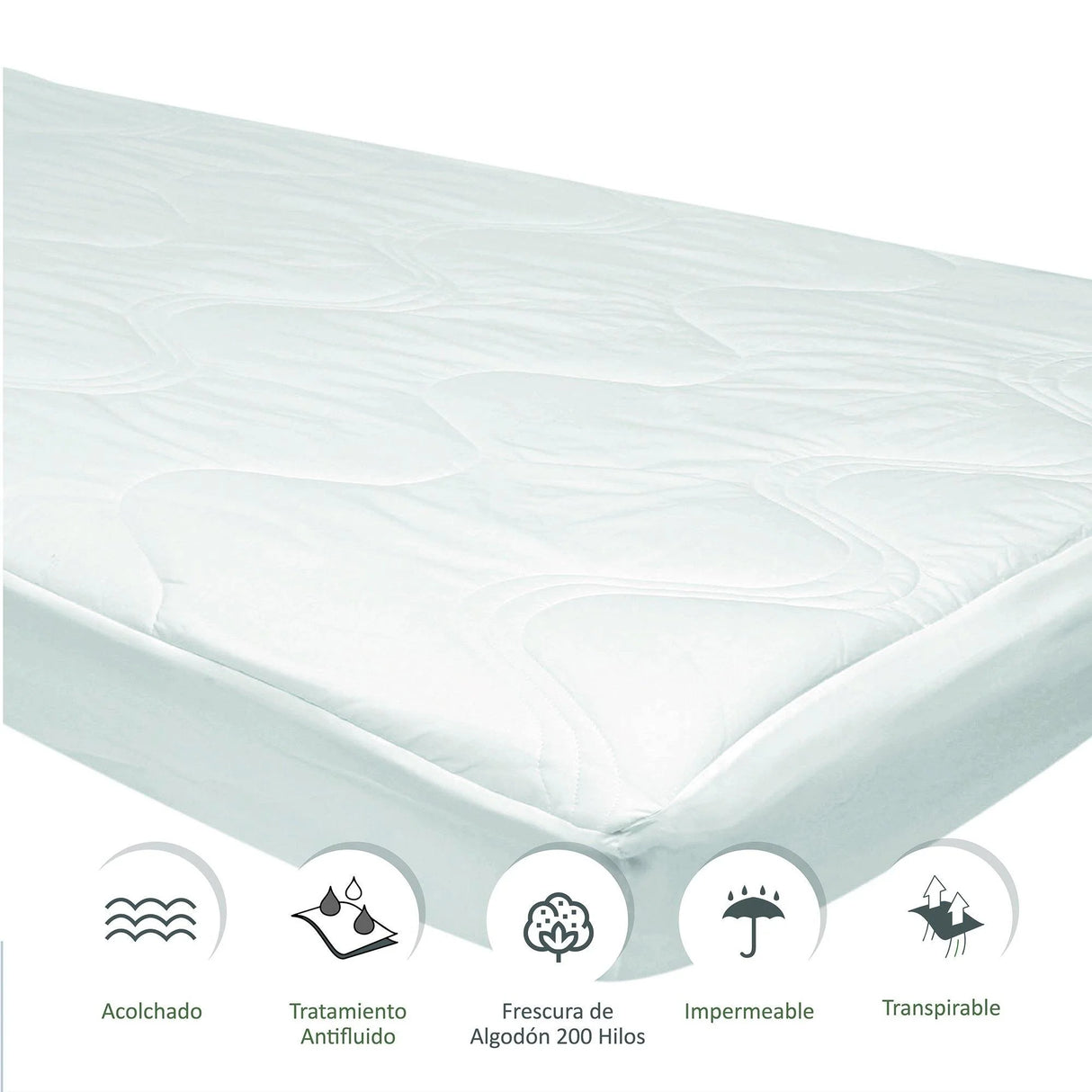 Protector de Colchón Impermeable 200H Blanco Para Cama Doble 140 X 190 Cm - PROTECTORES DE COLCHON | Bylmo