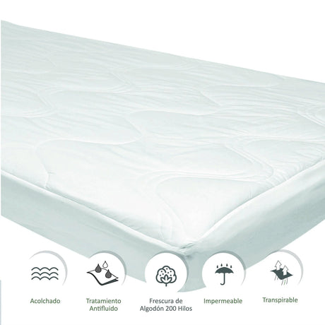 Protector de Colchón Impermeable 200H Blanco Para Cama Doble 140 X 190 Cm - PROTECTORES DE COLCHON | Bylmo