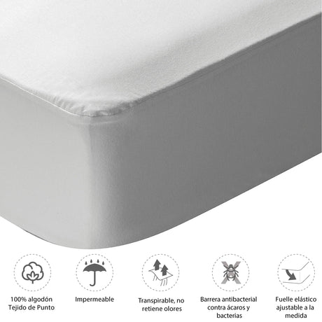 Protector de Colchón Impermeable Jersey Blanco Para Cama Doble 140 X 190 Cm - PROTECTORES DE COLCHON | Bylmo