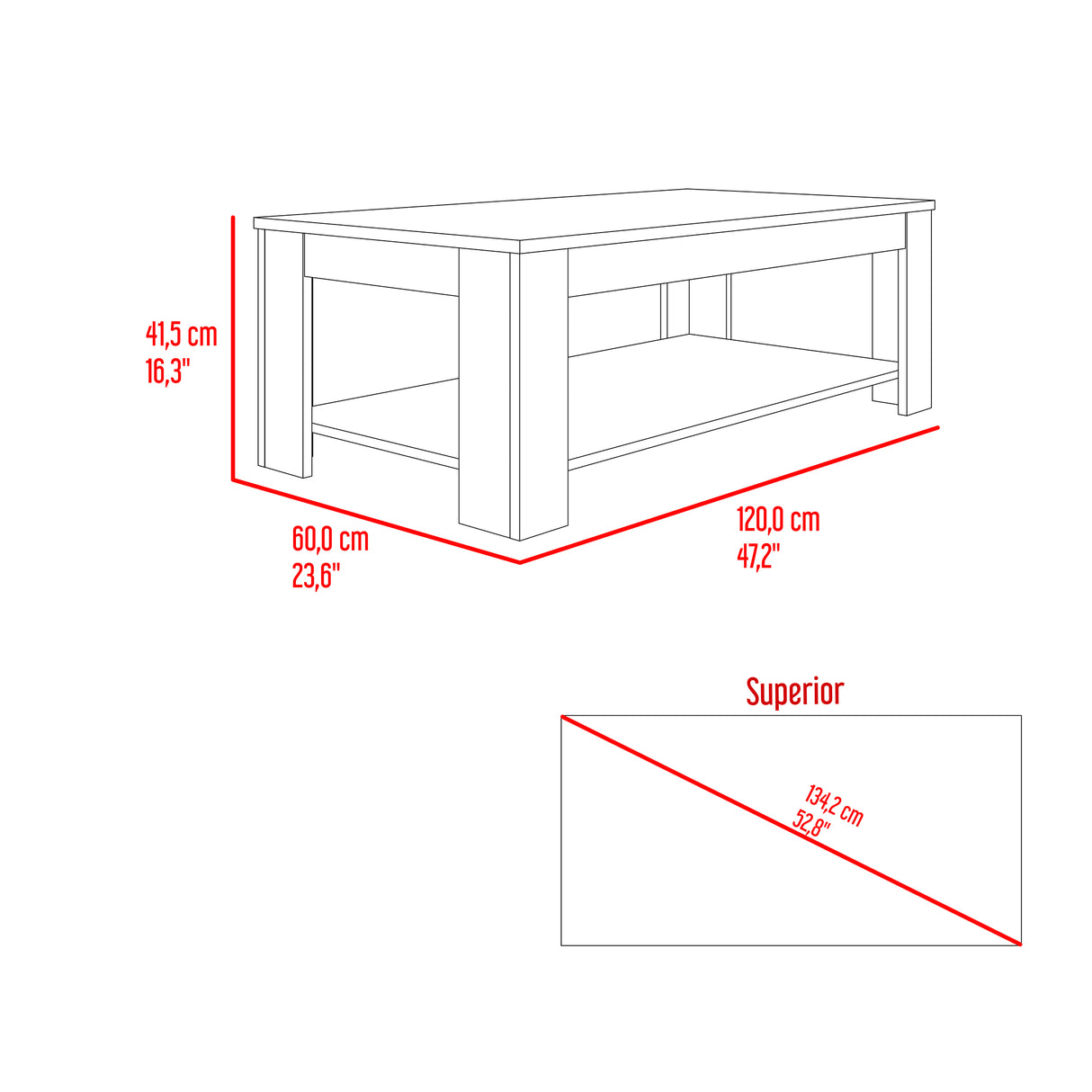 Mesa de Centro Cecil Fresno Europeo y Wengue 120x41.5cm Rectangular - MESAS DE CENTRO | Bylmo