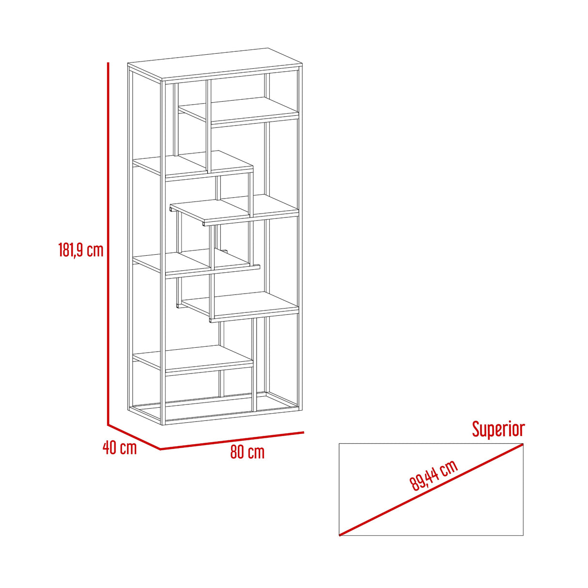 Estantería Architects Macadamia 80x182.9cm Con Seis Compartimientos - BIBLIOTECAS Y ESTANTERIAS | Bylmo