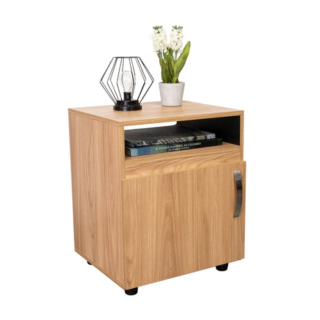 Mesa de Noche Barilo Fresno Europeo y Wengue 45x55cm Con Patas - MESAS DE NOCHE | Bylmo