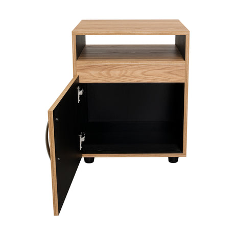 Mesa de Noche Barilo Fresno Europeo y Wengue 45x55cm Con Patas - MESAS DE NOCHE | Bylmo
