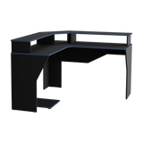 Escritorio Gamer Guma Wengue y Azul 127.9x88.5cm En L Sin Cajones - ESCRITORIOS | Bylmo