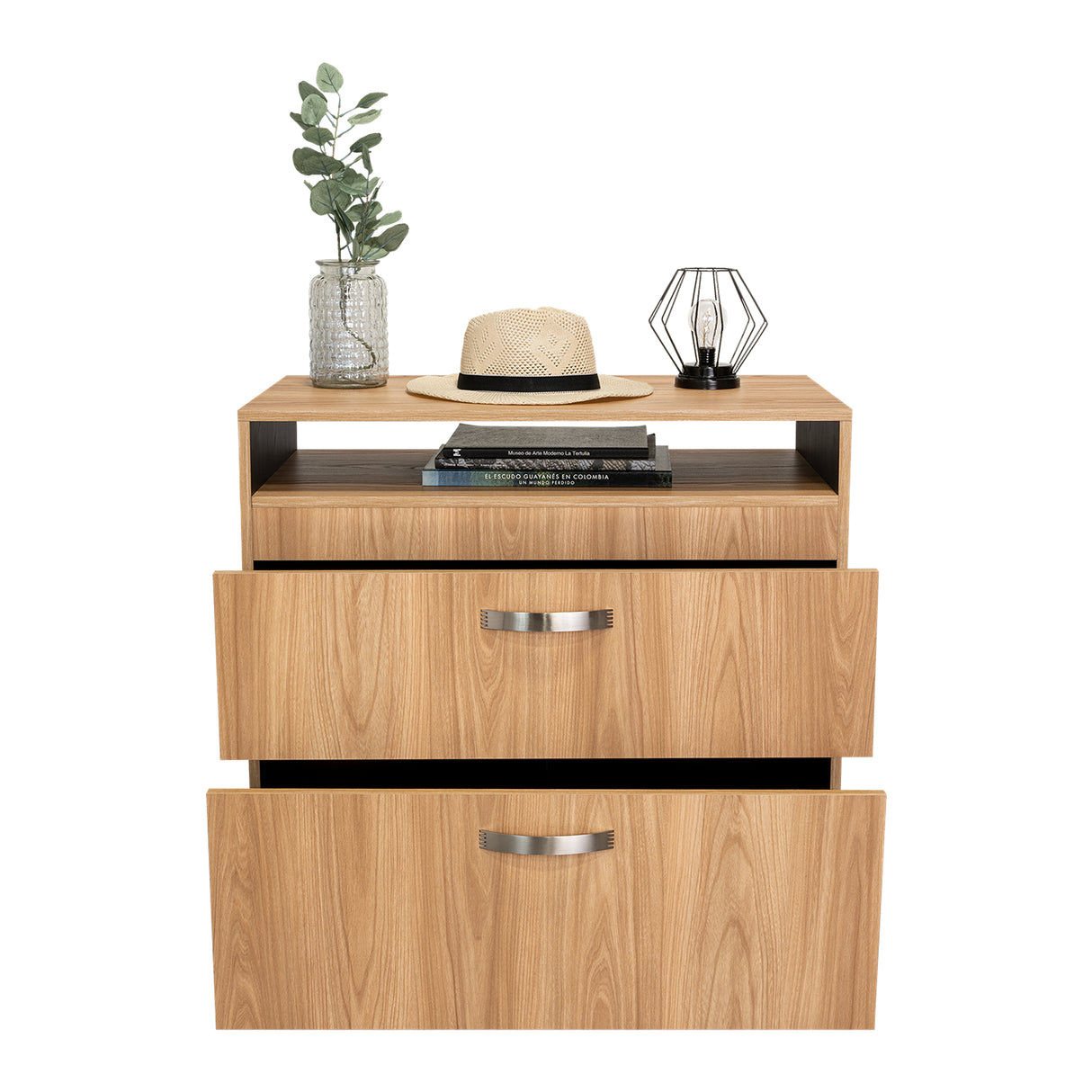 Cajonera Barilo Fresno Europeo y Wengue 80x76cm De Tres Hileras Con Patas - CAJONERAS Y COMODAS | Bylmo