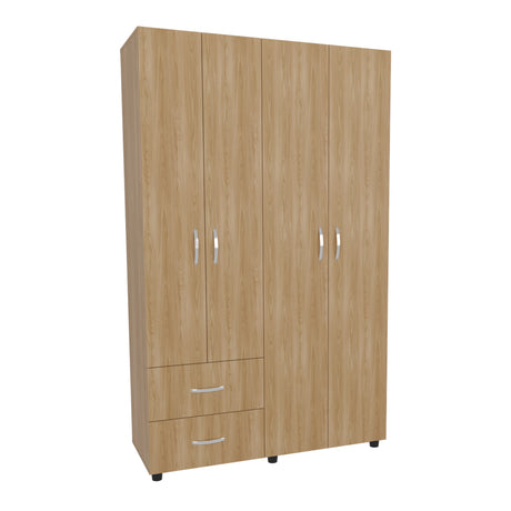 Closet Barilo Fresno Europeo y Wengue 120x200cm Con Dos Cajones y Cuatro Entrepaños - CLOSETS | Bylmo