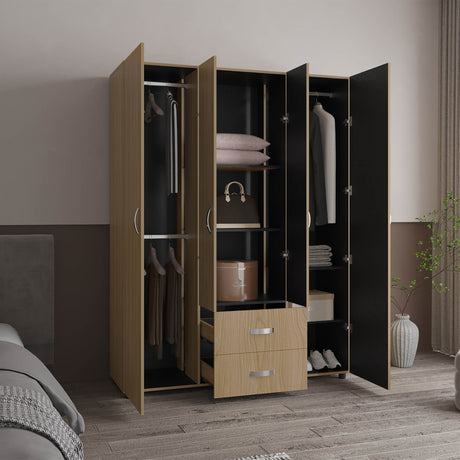 Closet Barilo Fresno Europeo y Wengue 150x200cm Con Dos Cajones y Cuatro Entrepaños - CLOSETS | Bylmo