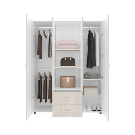 Closet Barilo Niebla y Blanco 150x200cm Con Dos Cajones y Cuatro Entrepaños - CLOSETS | Bylmo