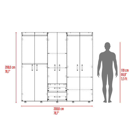 Closet Barilo Niebla y Blanco 200x200cm Con Dos Cajones y Cuatro Entrepaños - CLOSETS | Bylmo