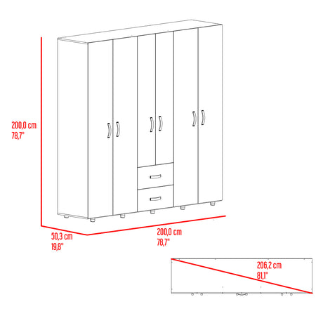 Closet Barilo Niebla y Blanco 200x200cm Con Dos Cajones y Cuatro Entrepaños - CLOSETS | Bylmo