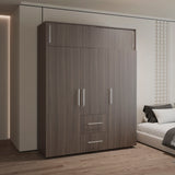 Closet Bigaf Milan y Wengue 160x204cm Con Tres Cajones y Cuatro Entrepaños - CLOSETS | Bylmo