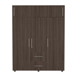Closet Bigaf Milan y Wengue 160x204cm Con Tres Cajones y Cuatro Entrepaños - CLOSETS | Bylmo