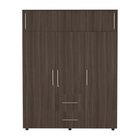 Closet Bigaf Milan y Wengue 160x204cm Con Tres Cajones y Cuatro Entrepaños - CLOSETS | Bylmo