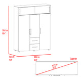 Closet Bigaf Milan y Wengue 160x204cm Con Tres Cajones y Cuatro Entrepaños - CLOSETS | Bylmo