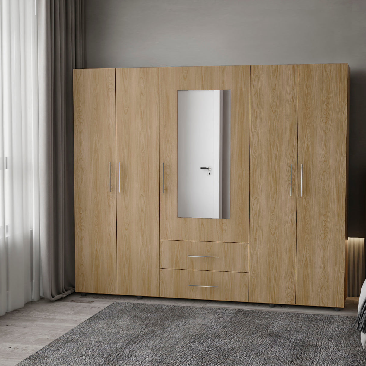 Closet Bigaf Fresno Europeo y Blanco 200x200cm Con Dos Cajones y Cuatro Entrepaños y Espejo - CLOSETS | Bylmo