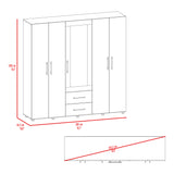 Closet Bigaf Milan y Wengue 230x200cm Con Dos Cajones y Cuatro Entrepaños y Espejo - CLOSETS | Bylmo
