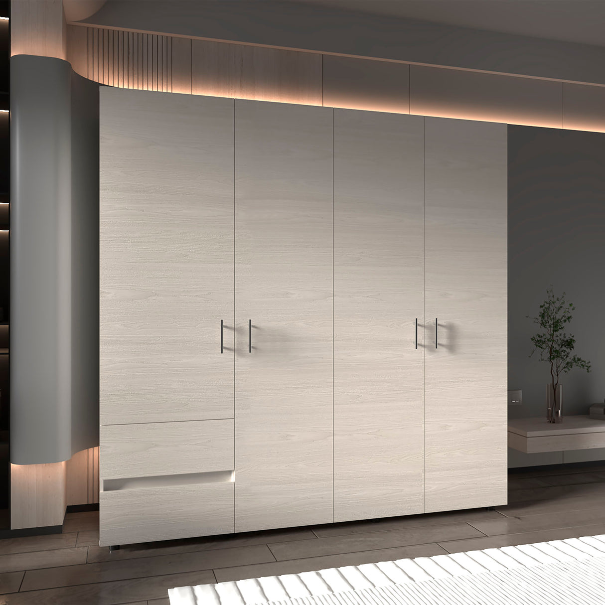 Closet Dassel Niebla y Blanco 200x200cm Con Dos Cajones y Tres Entrepaños - CLOSETS | Bylmo