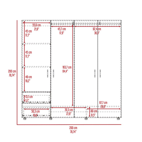Closet Dassel Niebla y Blanco 200x200cm Con Dos Cajones y Tres Entrepaños - CLOSETS | Bylmo