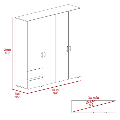 Closet Dassel Niebla y Blanco 200x200cm Con Dos Cajones y Tres Entrepaños - CLOSETS | Bylmo