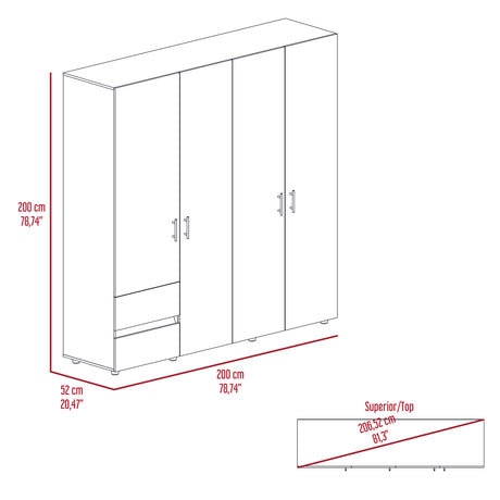 Closet Dassel Nogal y Wengue 200x200cm Con Dos Cajones y Tres Entrepaños - CLOSETS | Bylmo