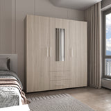 Closet Grayson Bardolino y Blanco 180x200cm Con Dos Cajones y Tres Entrepaños y Espejo - CLOSETS | Bylmo