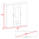 Closet Grayson Bardolino y Blanco 180x200cm Con Dos Cajones y Tres Entrepaños y Espejo - CLOSETS | Bylmo