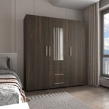 Closet Grayson Nogal y Wengue 180x200cm Con Dos Cajones y Tres Entrepaños y Espejo - CLOSETS | Bylmo
