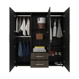 Closet Grayson Nogal y Wengue 180x200cm Con Dos Cajones y Tres Entrepaños y Espejo - CLOSETS | Bylmo