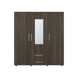 Closet Grayson Nogal y Wengue 180x200cm Con Dos Cajones y Tres Entrepaños y Espejo - CLOSETS | Bylmo