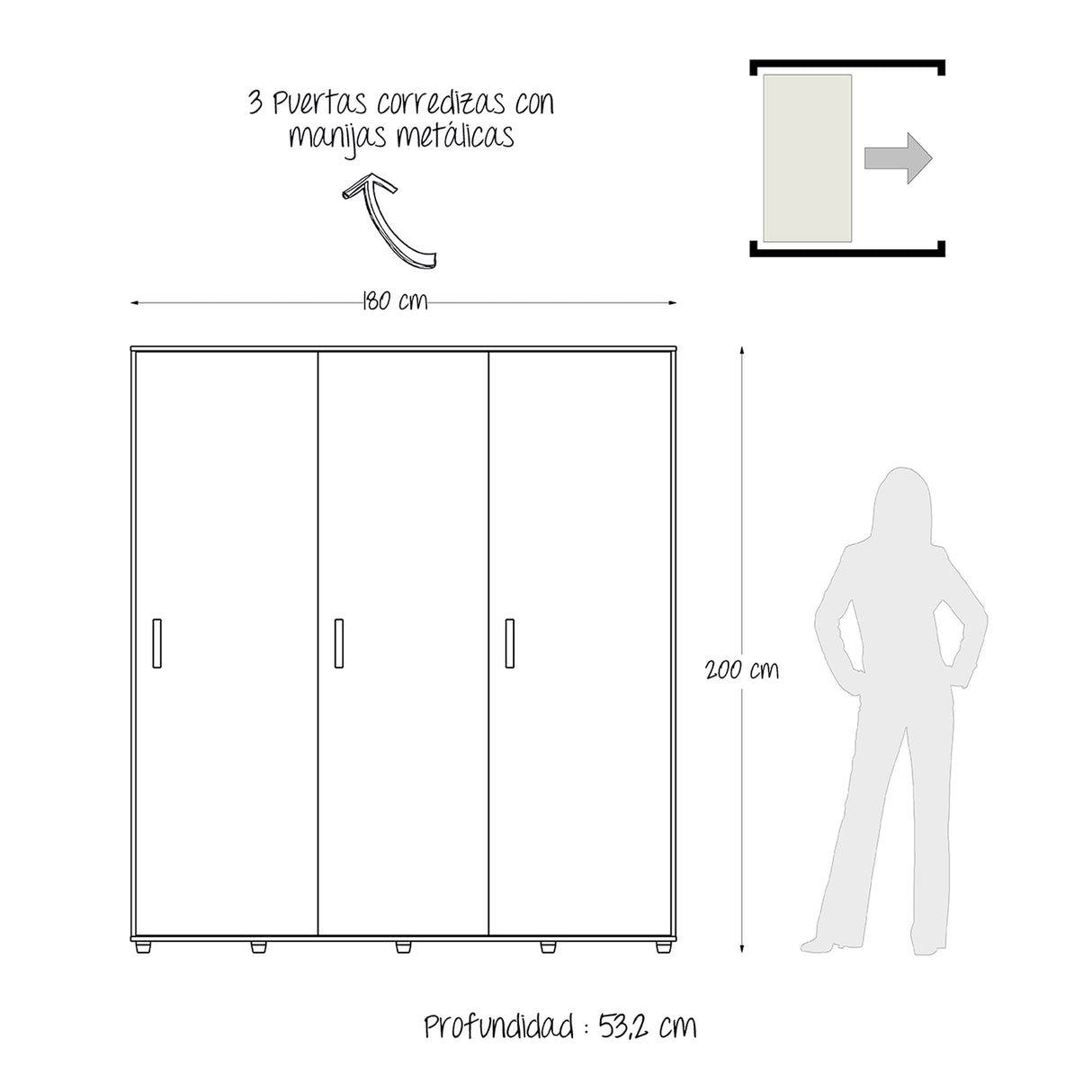 Closet Berlin Duna y Blanco 180x200cm Con Cuatro Cajones y Dos Entrepaños - CLOSETS | Bylmo