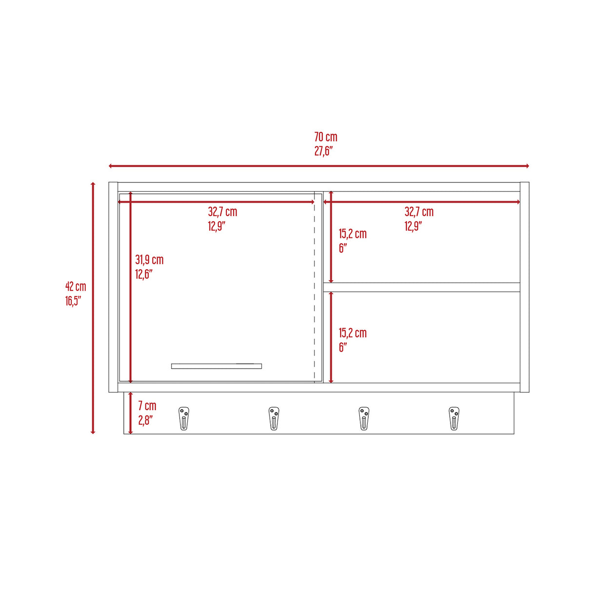 Mueble Auxiliar de Cocina Buxton Wengue y Miel 70x41.95cm Con Tres Compartimientos - BARRAS Y MUEBLES AUXILIARES | Bylmo