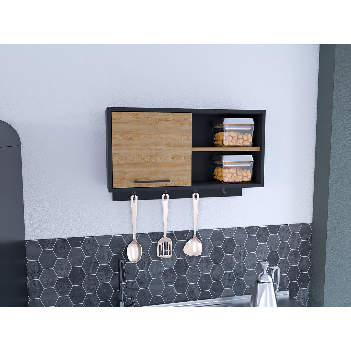 Mueble Auxiliar de Cocina Buxton Wengue y Miel 70x41.95cm Con Tres Compartimientos - BARRAS Y MUEBLES AUXILIARES | Bylmo