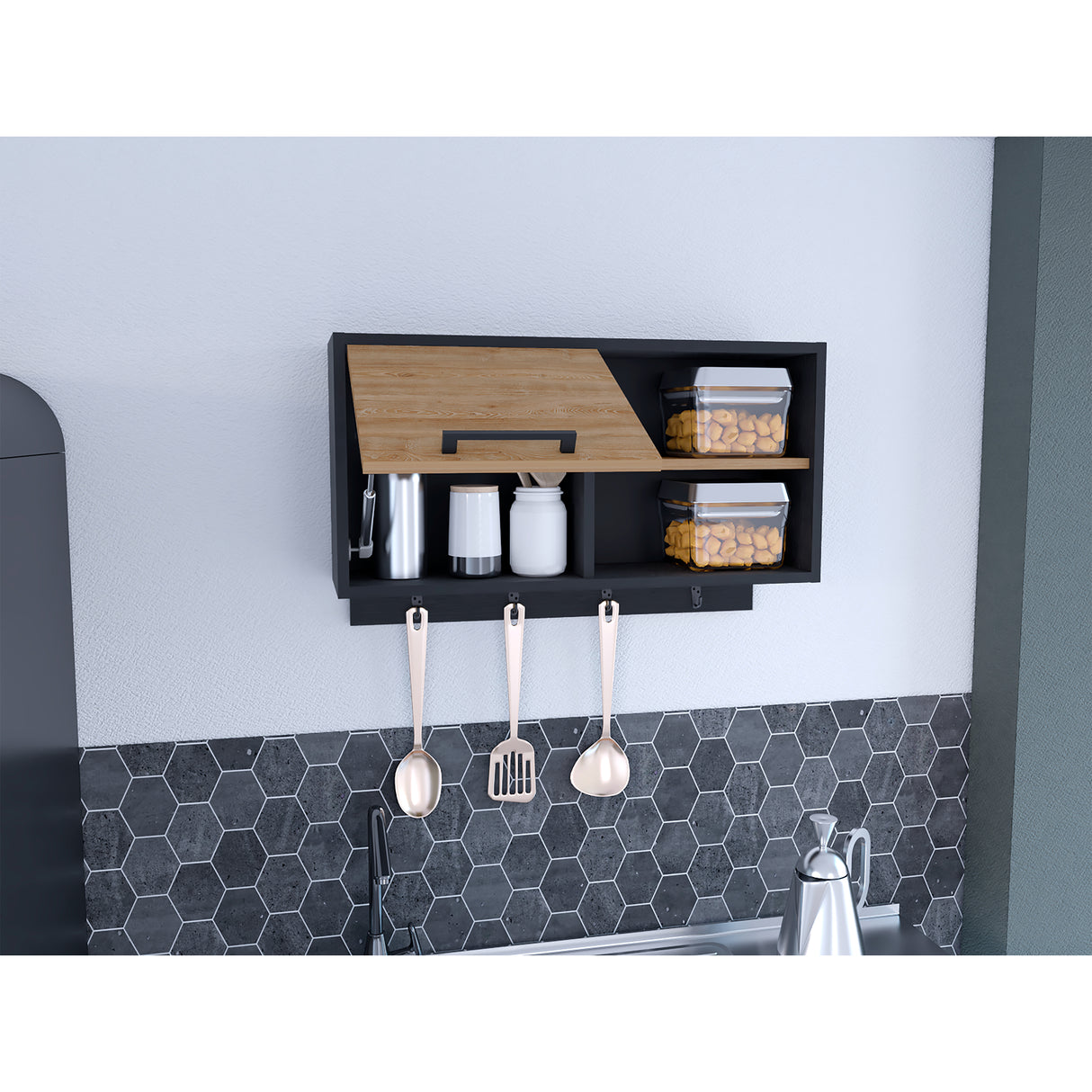 Mueble Auxiliar de Cocina Buxton Wengue y Miel 70x41.95cm Con Tres Compartimientos - BARRAS Y MUEBLES AUXILIARES | Bylmo