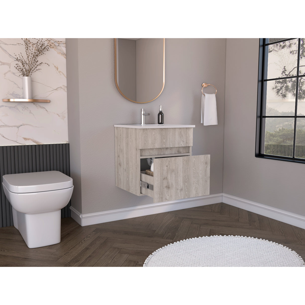 Mueble para Lavamanos Aydin Ceniza 50.1x52cm Flotante Sin Lavamanos - MUEBLES PARA LAVAMANOS | Bylmo