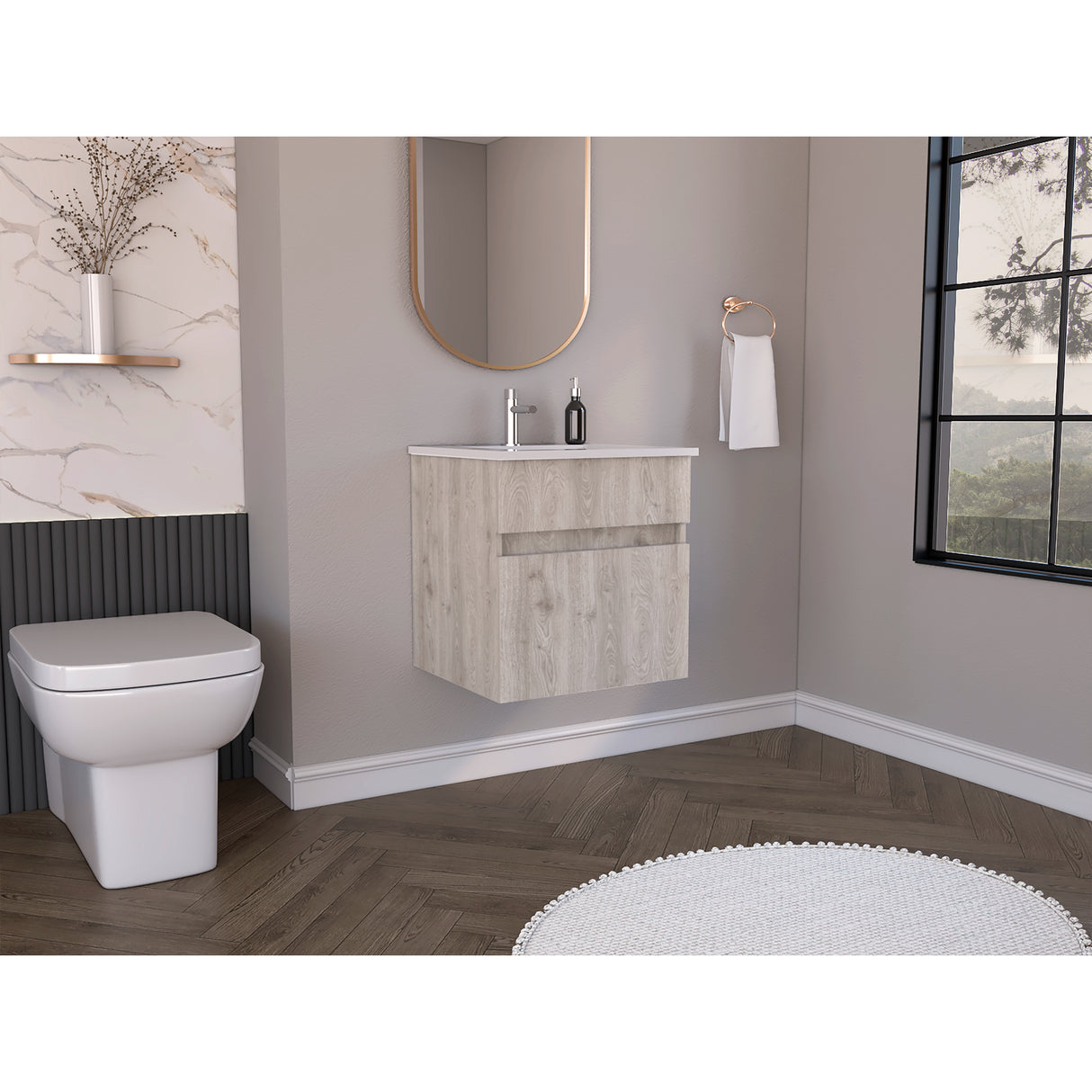 Mueble para Lavamanos Aydin Ceniza 50.1x52cm Flotante Sin Lavamanos - MUEBLES PARA LAVAMANOS | Bylmo