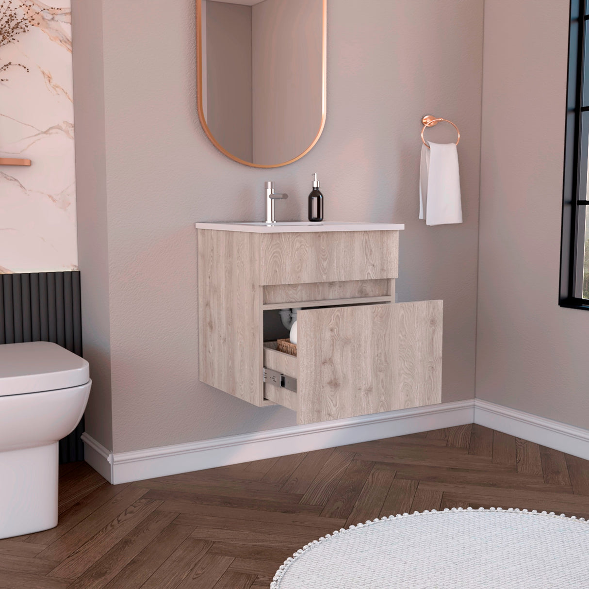 Mueble para Lavamanos Aydin Ceniza 50.1x52cm Flotante Sin Lavamanos - MUEBLES PARA LAVAMANOS | Bylmo