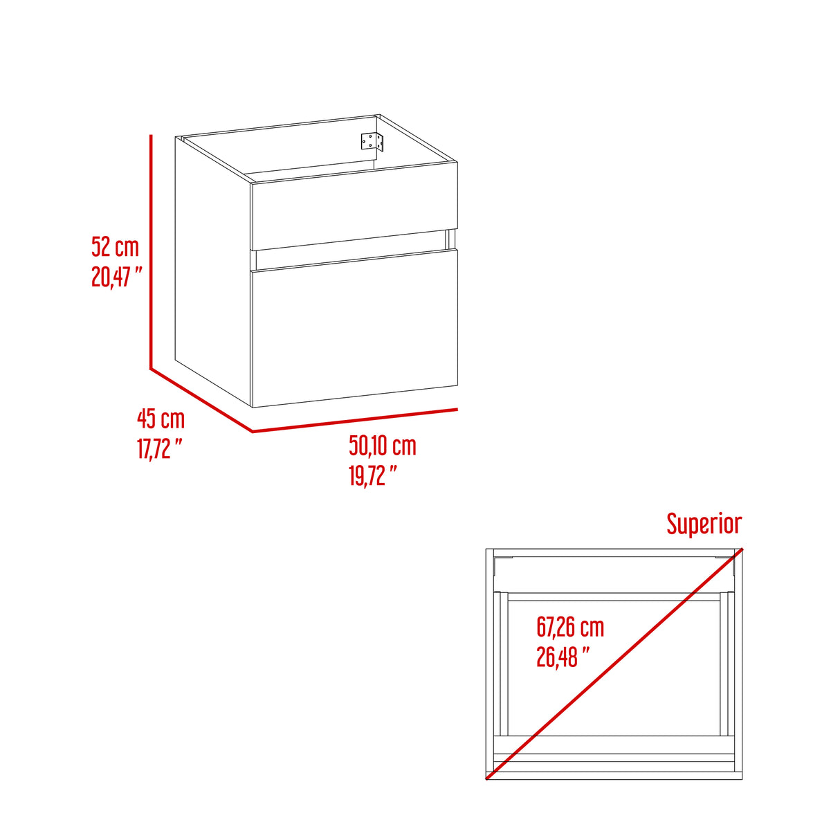 Mueble para Lavamanos Aydin Ceniza 50.1x52cm Flotante Sin Lavamanos - MUEBLES PARA LAVAMANOS | Bylmo