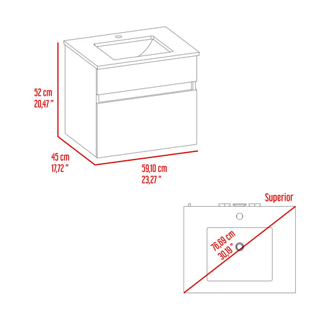 Mueble para Lavamanos Aydin Ceniza 59.1x52cm Flotante Sin Lavamanos - MUEBLES PARA LAVAMANOS | Bylmo
