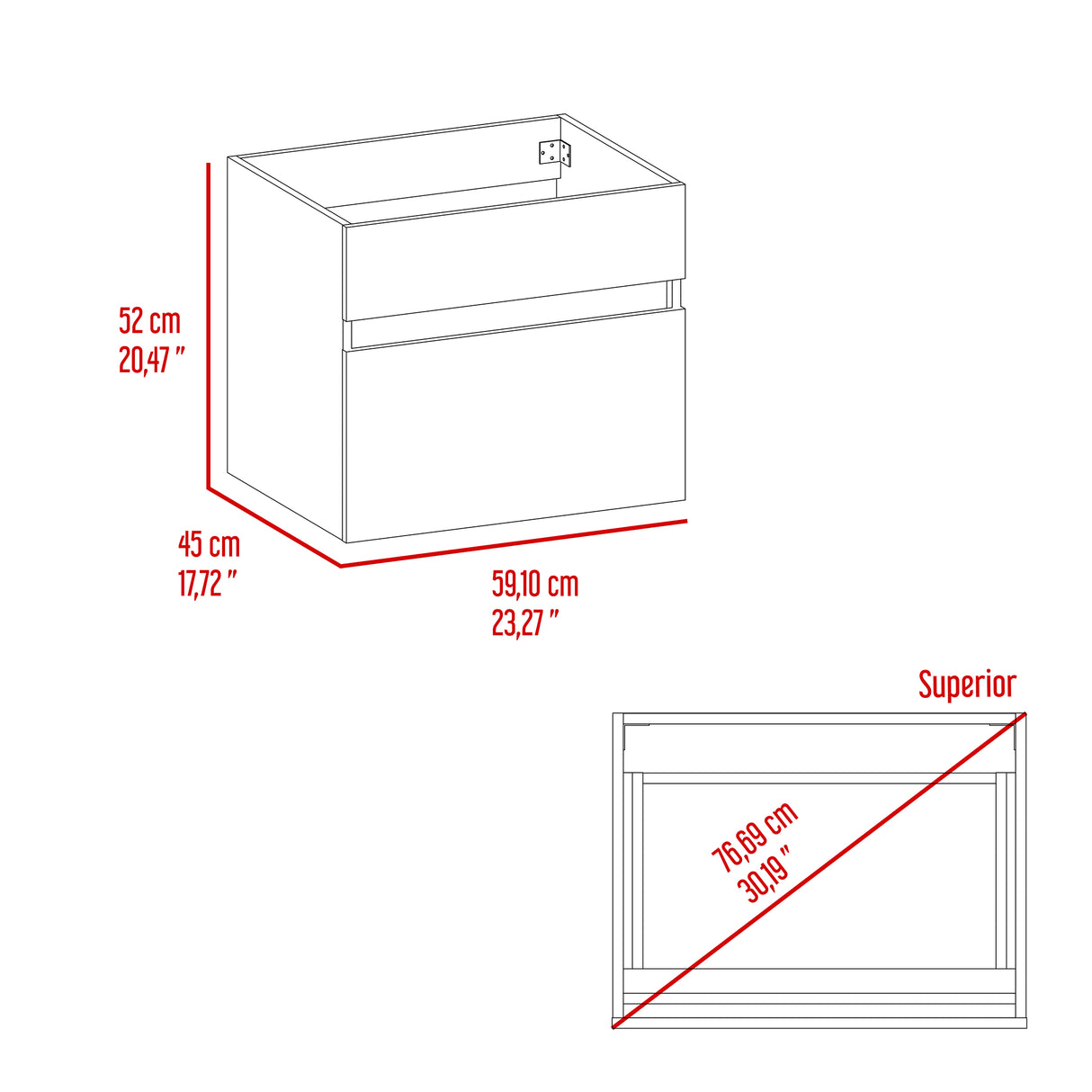 Mueble para Lavamanos Aydin Wengue 59.1x52cm Flotante Sin Lavamanos - MUEBLES PARA LAVAMANOS | Bylmo