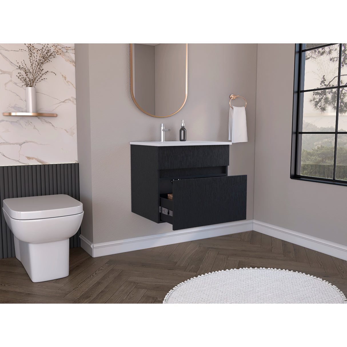 Mueble para Lavamanos Aydin Wengue 59.1x52cm Flotante Sin Lavamanos - MUEBLES PARA LAVAMANOS | Bylmo