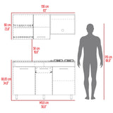 Cocina Miro Ceniza y Blanco 150x60cm Con Mesón Estufa y Pozuelo Perforacion Izquierda - COCINAS | Bylmo
