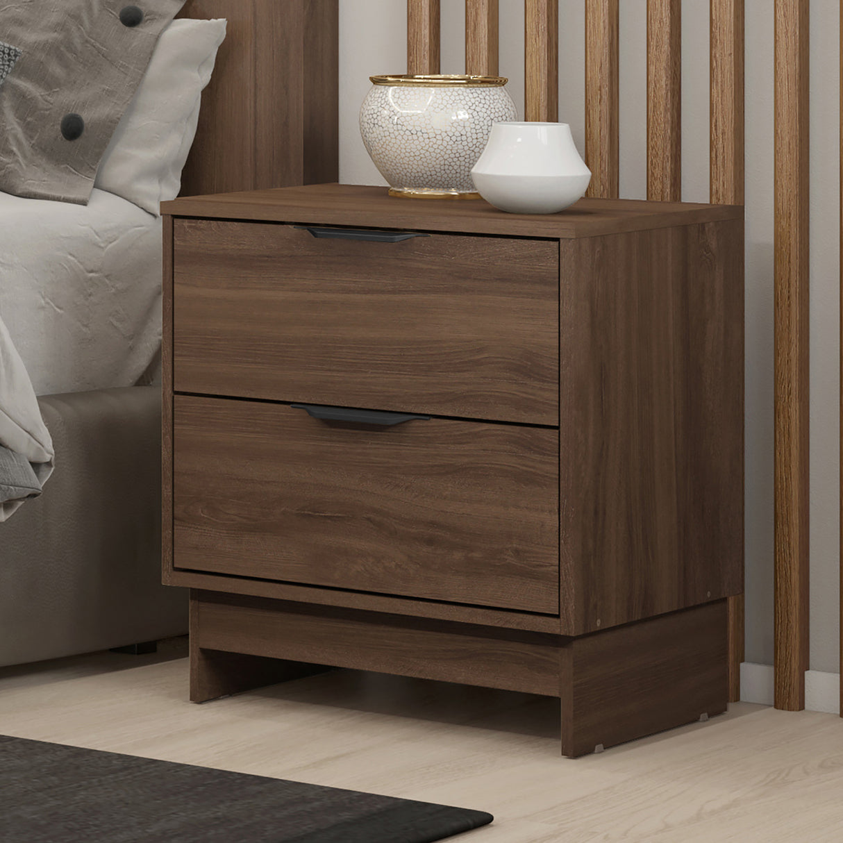 Mesa de Noche Maui Legno 49x56cm con Dos Cajones - MESAS DE NOCHE | Bylmo