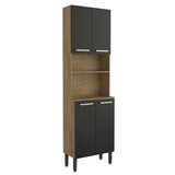 Alacena Negro y Grafito 70x198cm Con Cuatro Puertas y Con Patas - ALACENAS Y MUEBLES MICROONDAS | Bylmo