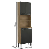 Alacena Negro y Grafito 70x198cm Con Cuatro Puertas y Con Patas - ALACENAS Y MUEBLES MICROONDAS | Bylmo