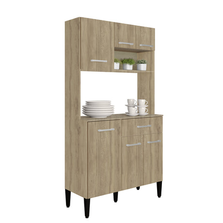 Alacena Roble 92x172cm Con Seis Puertas y Con Patas - ALACENAS Y MUEBLES MICROONDAS | Bylmo
