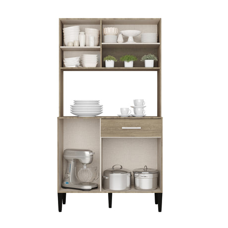 Alacena Roble 92x172cm Con Seis Puertas y Con Patas - ALACENAS Y MUEBLES MICROONDAS | Bylmo