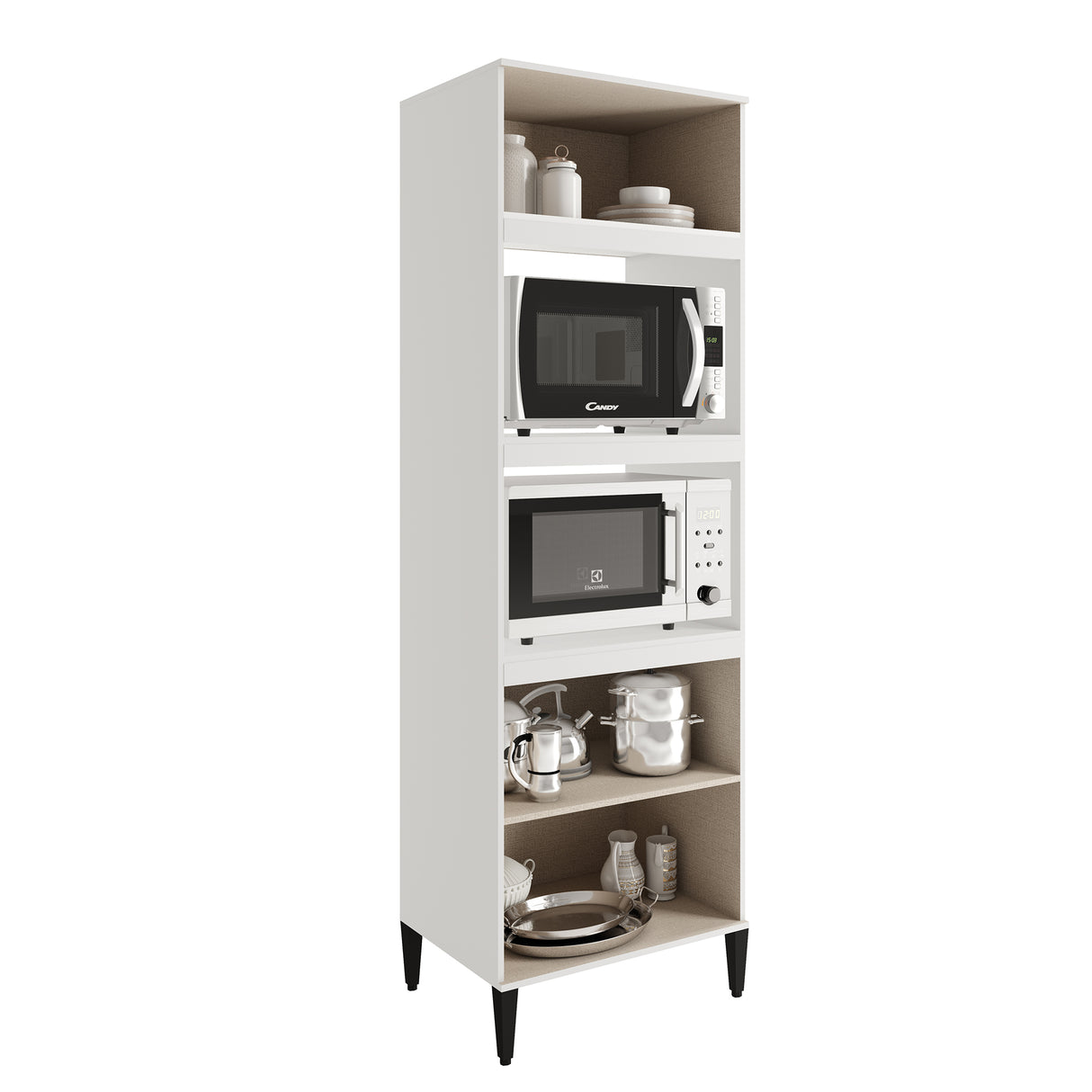 Alacena Blanco 70x220cm Con Tres Puertas y Con Patas - ALACENAS Y MUEBLES MICROONDAS | Bylmo