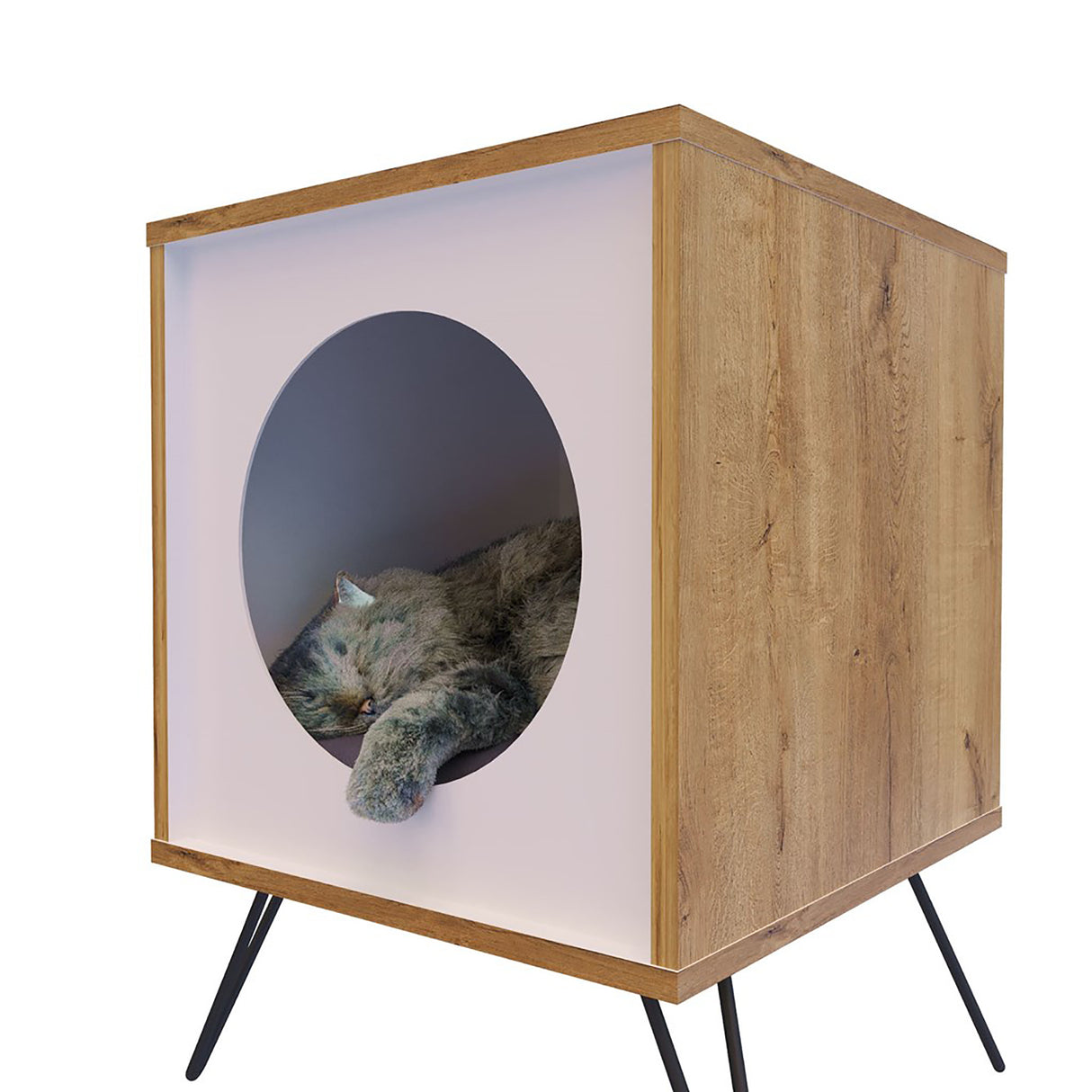 Mesa Auxiliar Cuadrada Rovere 40x43cm con Patas y Espacio para Mascota - MESAS AUXILIARES | Bylmo