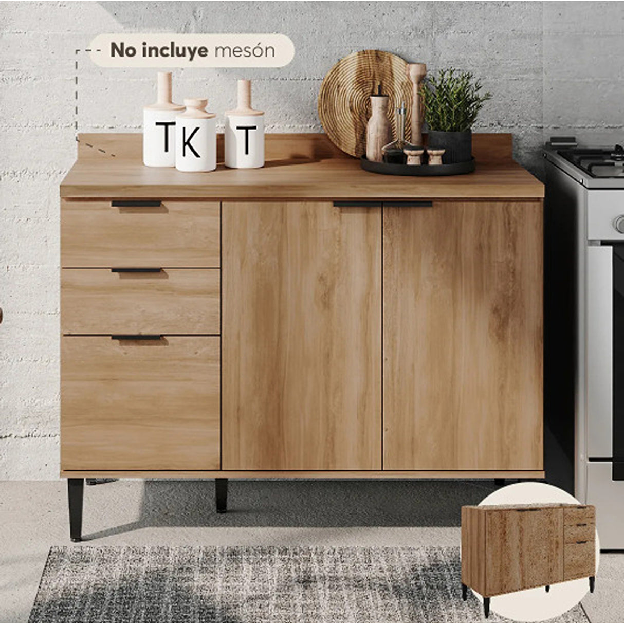 Mueble Inferior de Cocina Freijo 120x87cm Sin Mesón y Sin Estufa - MUEBLES INFERIORES DE COCINA | Bylmo