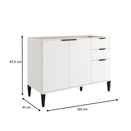 Mueble Inferior de Cocina Blanco 120x87.5cm Sin Mesón y Sin Estufa - MUEBLES INFERIORES DE COCINA | Bylmo